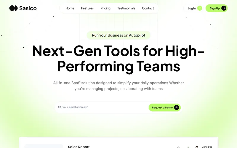 Hero of the rebuilt demo page, a SaaS landing page with an email opt-in form